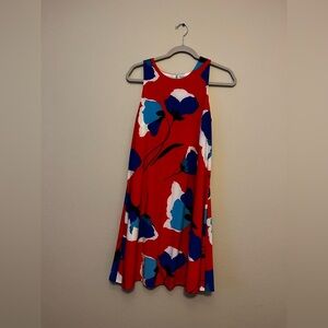 Anne Klein Red and Blue Floral Midi Dress